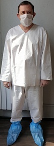 Многоразовый костюм хирурга из бязи, отбеленной "Север Стандарт+".  оптовые и розничные поставки тел 8-4852-33-34-35